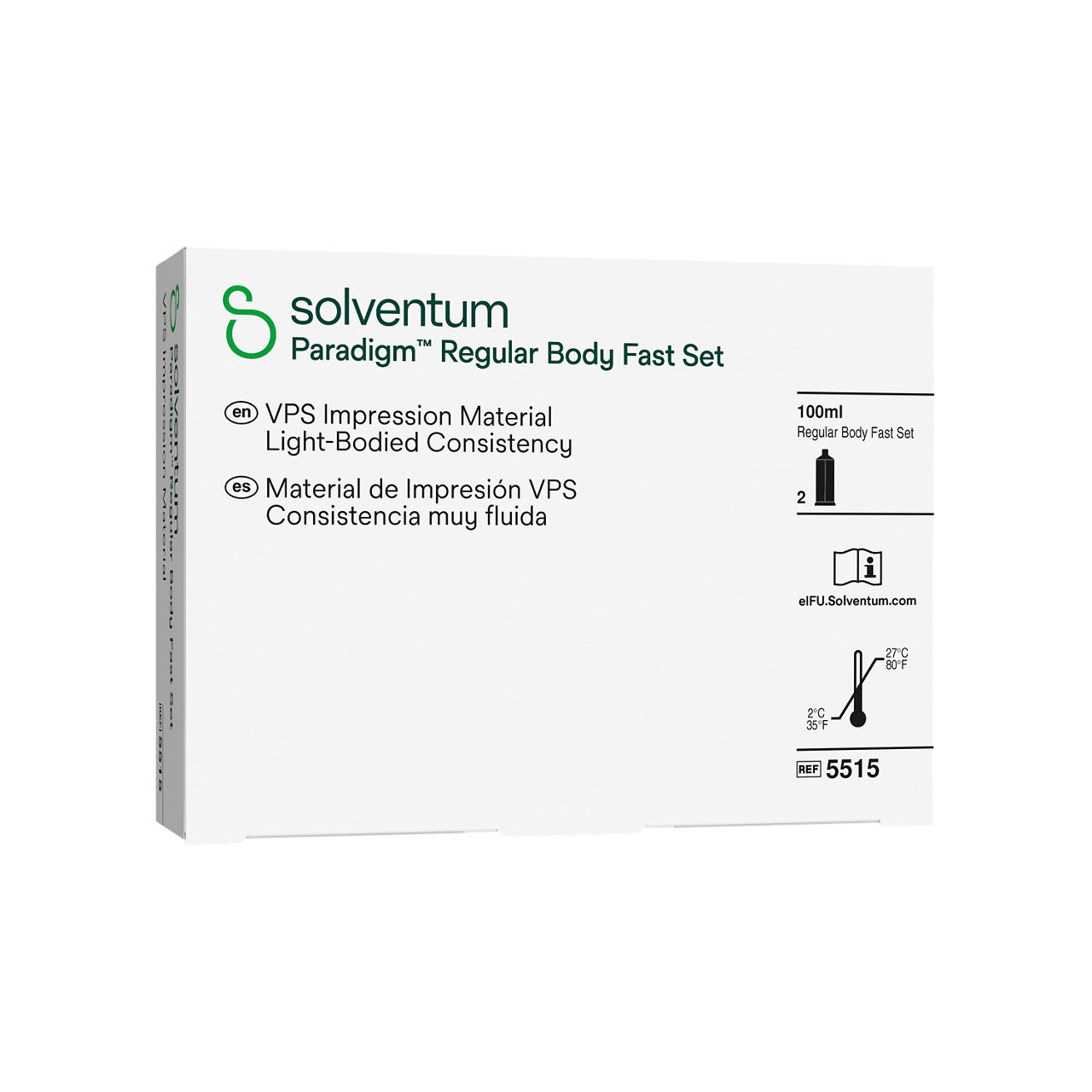 Solventum™ Paradigm™ Quick VPS Impression Material, 5515, Regular Body - Front, Left, In Packaging (1L1)