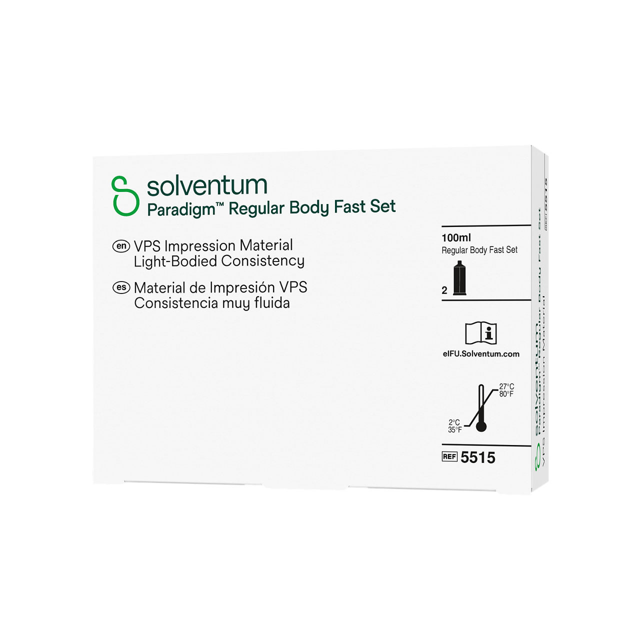 Solventum™ Paradigm™ Quick VPS Impression Material, 5515, Regular Body - Front, Right, In Packaging (1R1)
