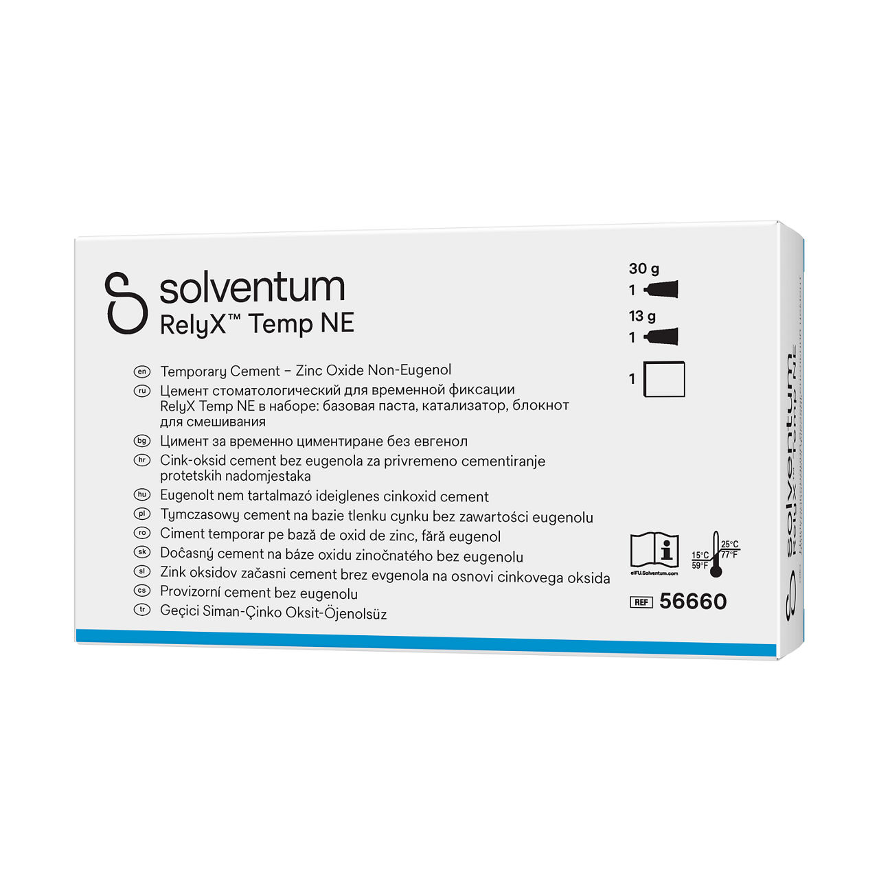 Solventum™ RelyX™ Temp NE Temporary Cement Zinc Oxide Non-Eugenol - Front, Right, In Packaging (1R1)