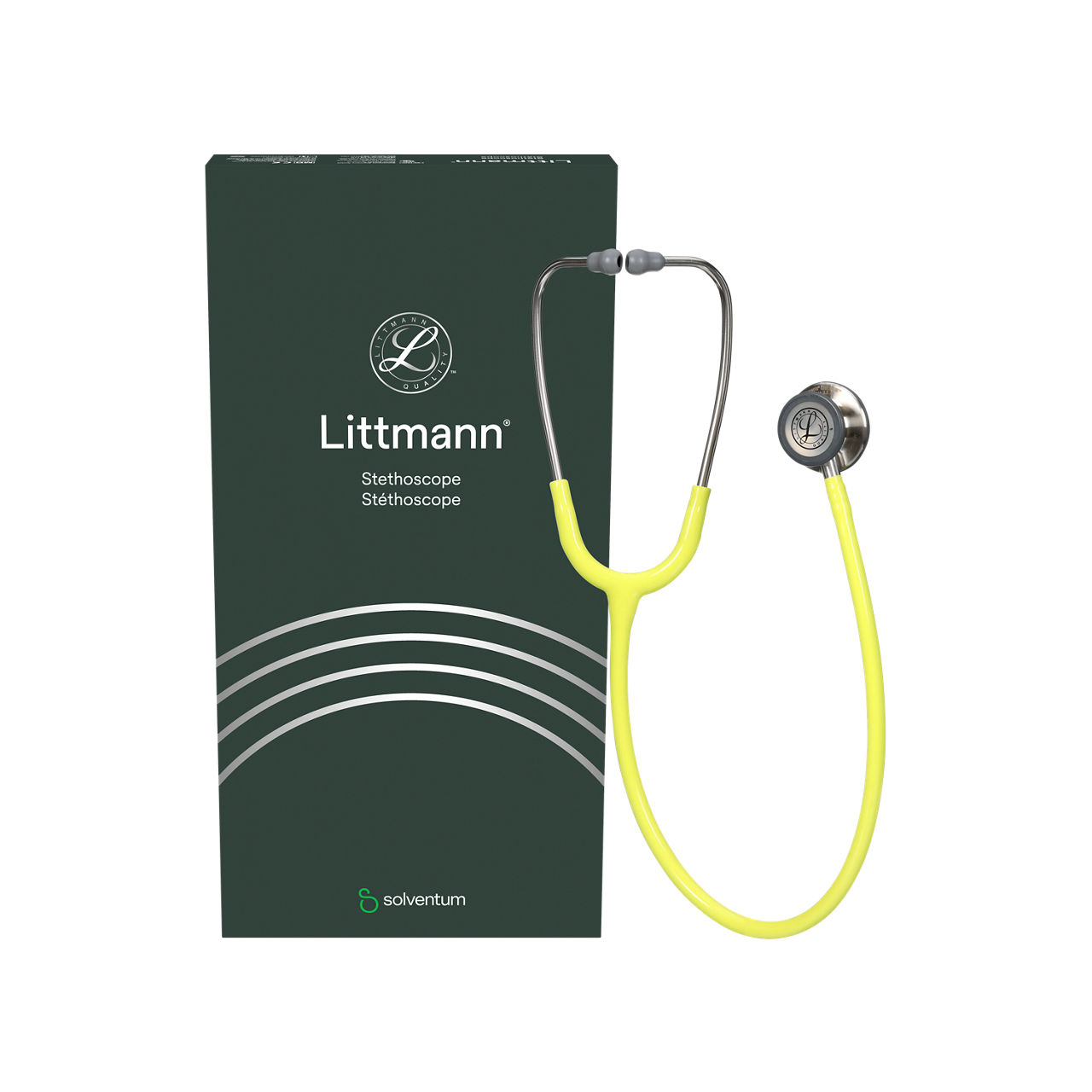 Littmann® Classic III™ Stethoscope, 5839, Standard-finish Chestpiece, Lemon-lime Tube, 27 in, 3/CS