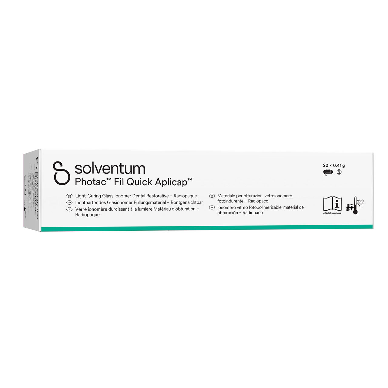 Solventum™ Photac™ Fil Quick Aplicap™ Light-Curing Glass Ionomer DentalRestorative, 61030, NP A3 -Front, Left, In Packaging (1L1)