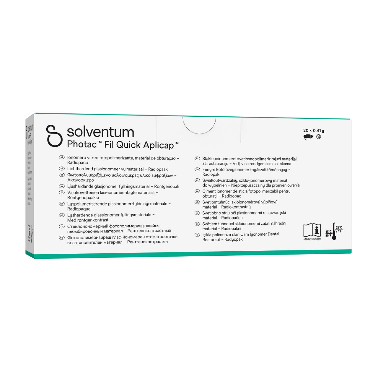 Solventum™ Photac™ Fil Quick Aplicap™ Light-Curing Glass Ionomer DentalRestorative, 61010, NP A1 -Top, Left, In Packaging (3L1)