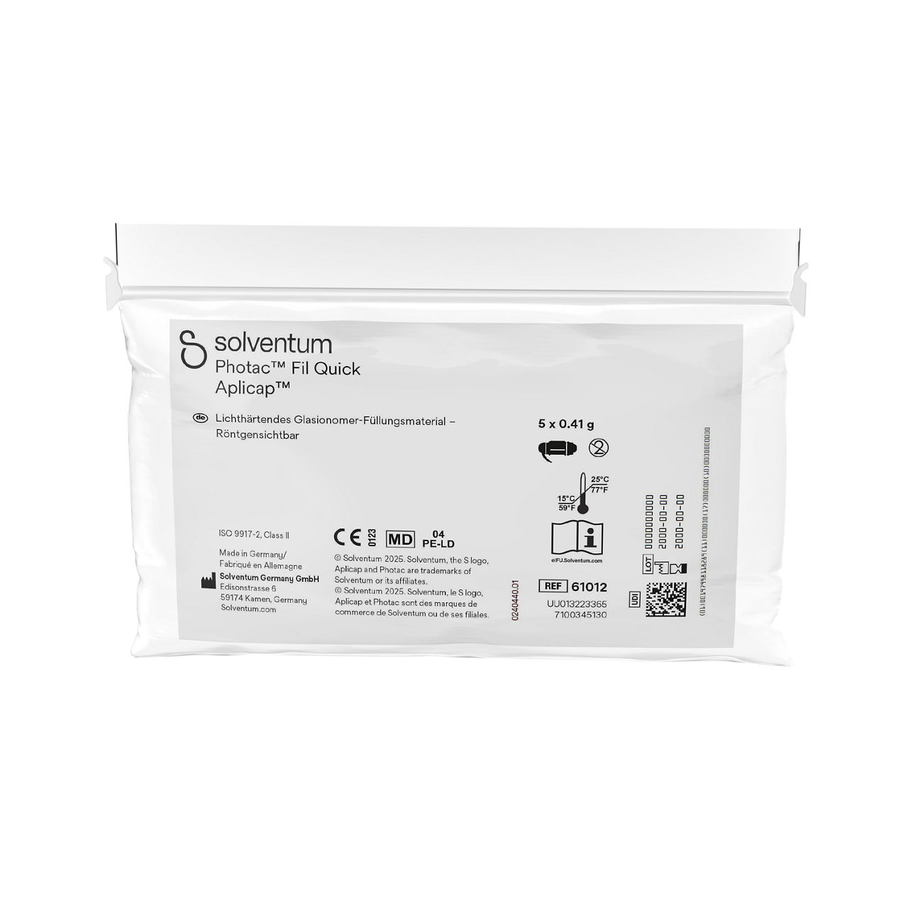 Solventum™ Photac™ Fil Quick Aplicap™ Light-Curing Glass Ionomer Dental Restorative, 61012, A3.5, NP - Front, Center, In Packaging (1C1)