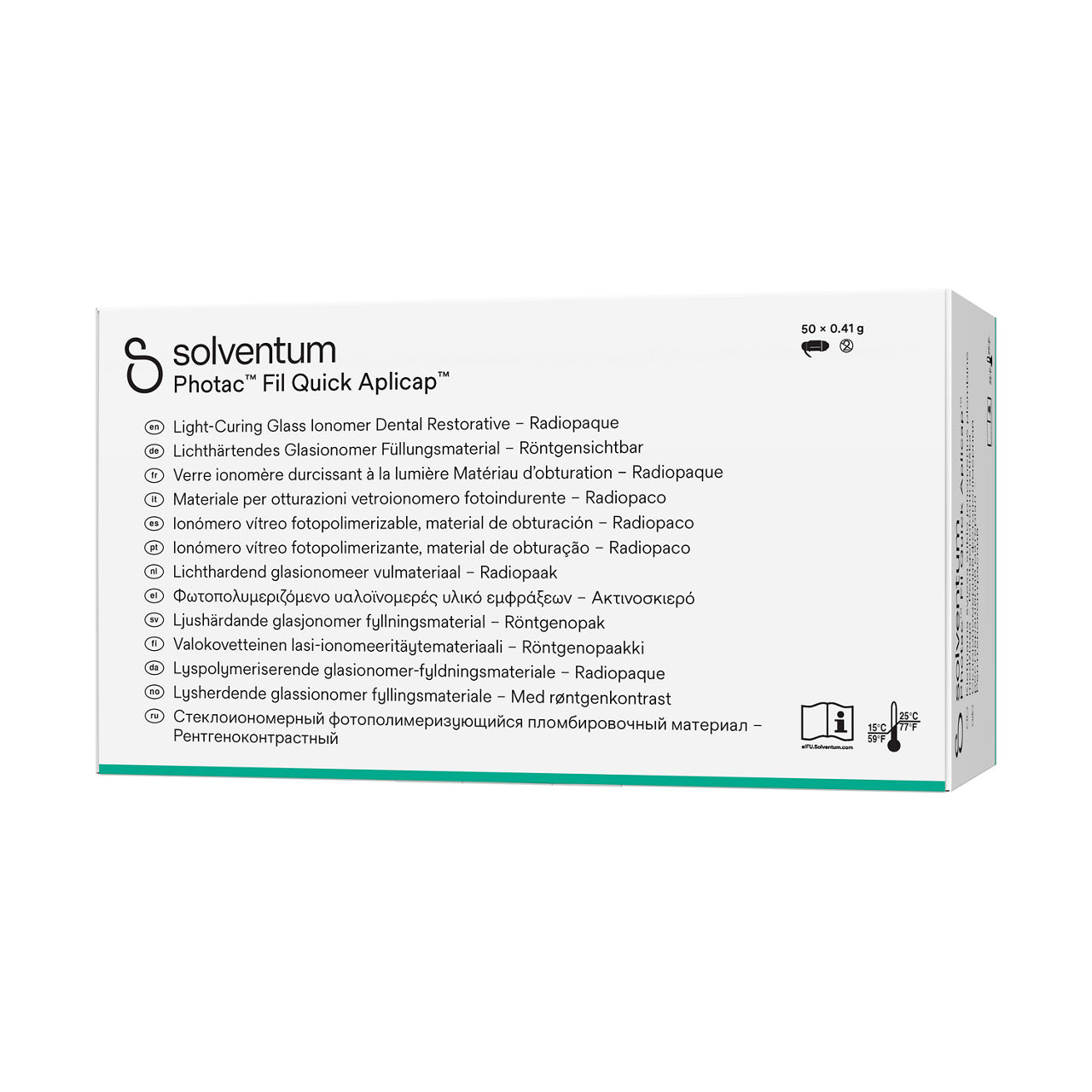 Solventum™ Photac™ Fil Quick Aplicap™ Light-Curing Glass Ionomer DentalRestorative, 61060, NP A3.5 -Front, Right, In Packaging (1R1)