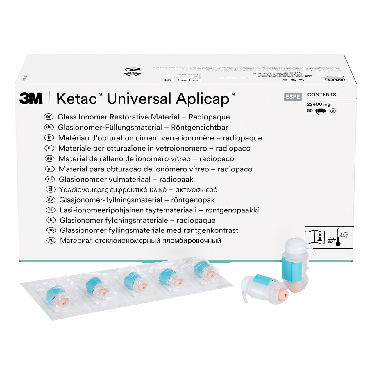 3M™ Ketac™ Universal Aplicap™ 61088 Matériau ciment verre ionomère derestauration, en capsules, teinte A2