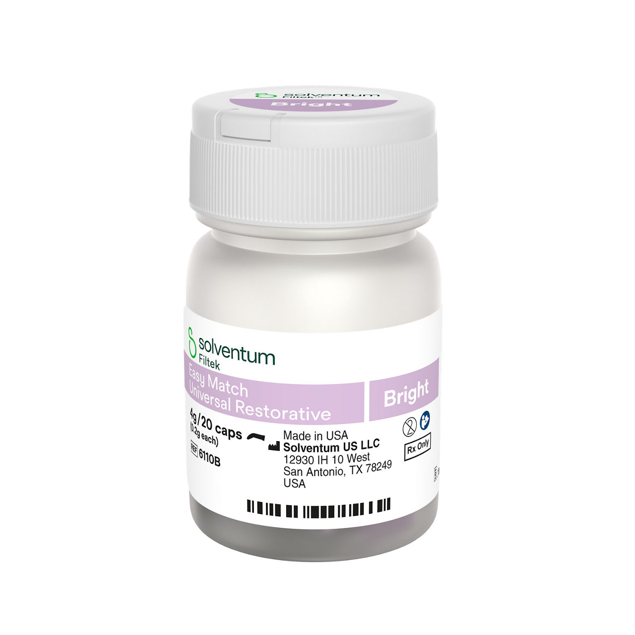 Solventum™ Filtek™ Easy Match Universal Restorative, 6110B, Bright, 0.2 g, Capsule, 20/BT - Front, Center, Out of Packaging (1C0)