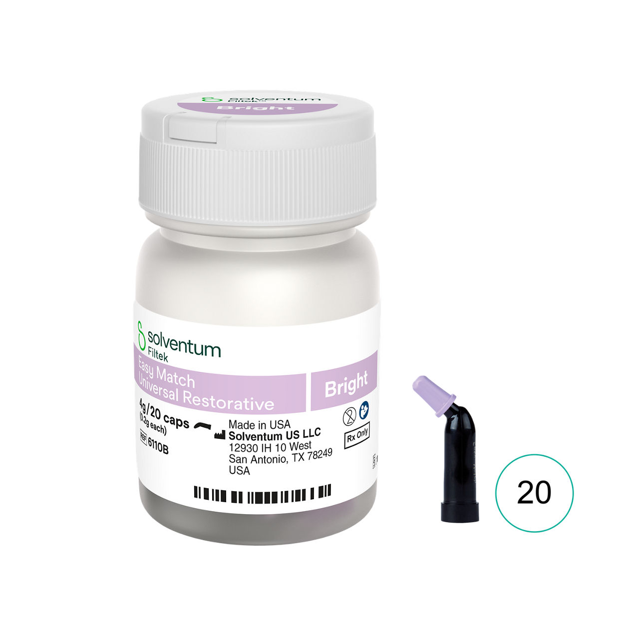 Solventum™ Filtek™ Easy Match Universal Restorative, 6110B, Bright, 0.2 g, Capsule, 20/BT, 1 BT/BAG