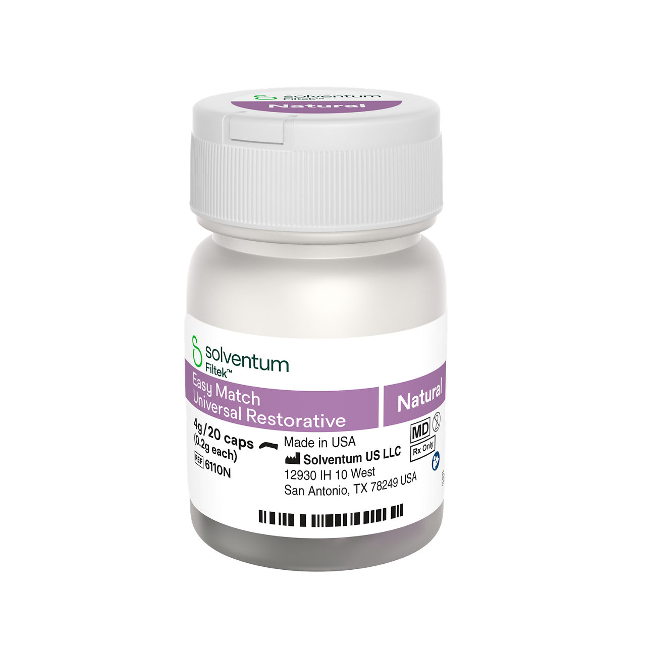 Solventum™ Filtek™ Easy Match Universal Restorative, 6110N, Natural, 0.2 g, Capsule, 20/BT - Front, Center, Out of Packaging (1C0)