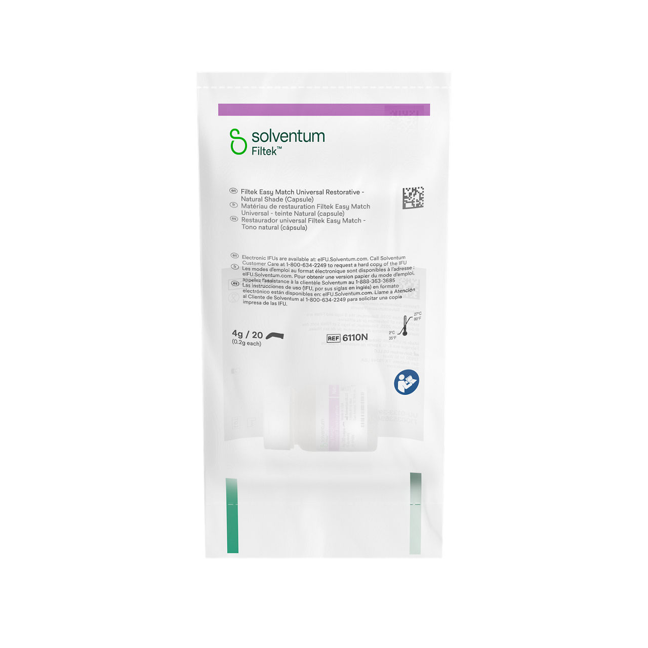 Solventum™ Filtek™ Easy Match Universal Restorative, 6110N, Natural, 0.2 g, Capsule, 20/BT - Front, Center, In Packaging (1C1)
