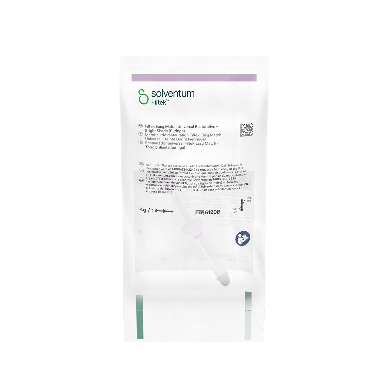 Solventum™ Filtek™ Easy Match Universal Restorative, 6120B, Bright, 4 g, Syringe, 1/BAG - Front, Center, In Packaging (1C1)