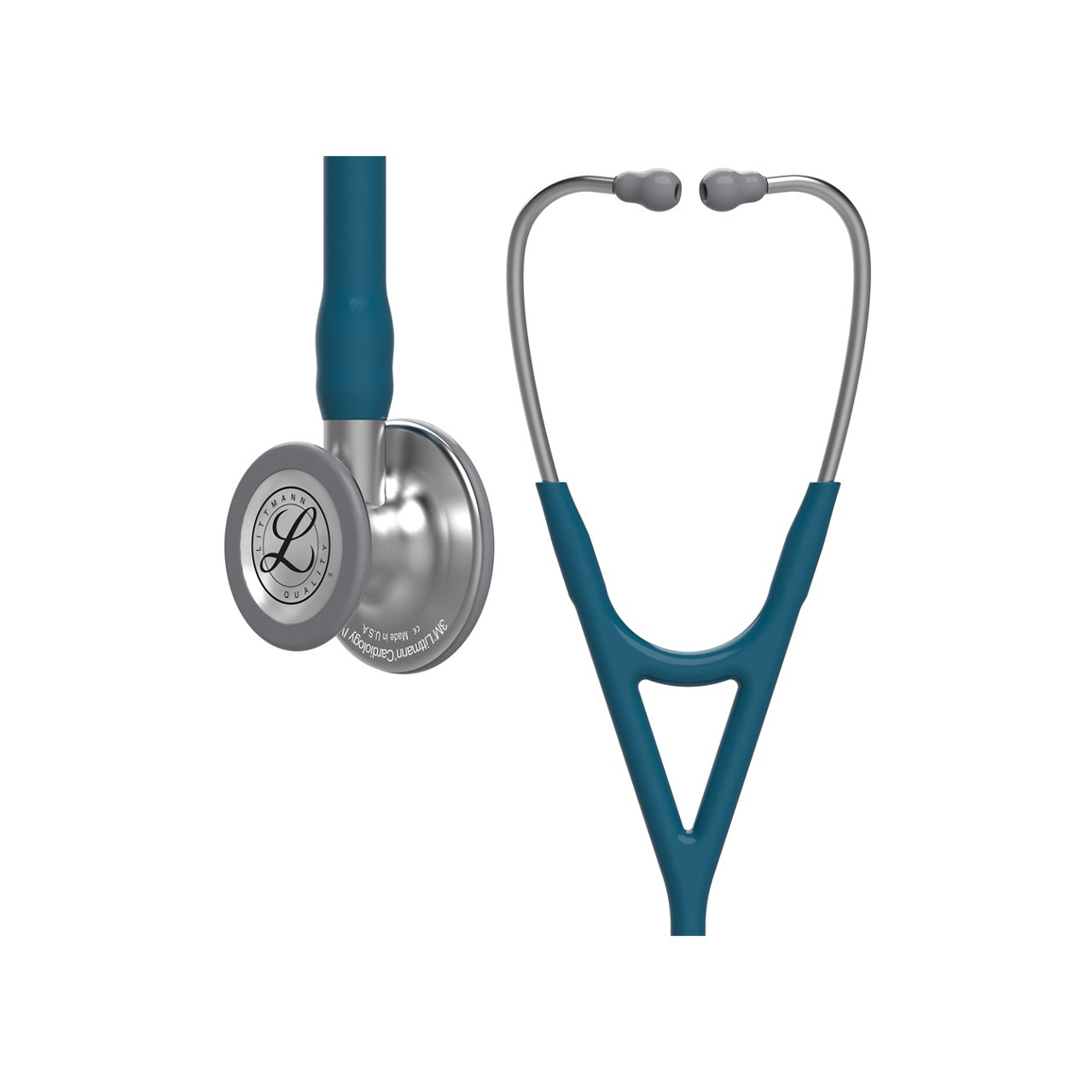 3M™ Littmann® 心臟病學 IV™ 聽診器，標準表面處理胸件，加勒比藍管，不鏽鋼柄和耳機，27 英寸，6157