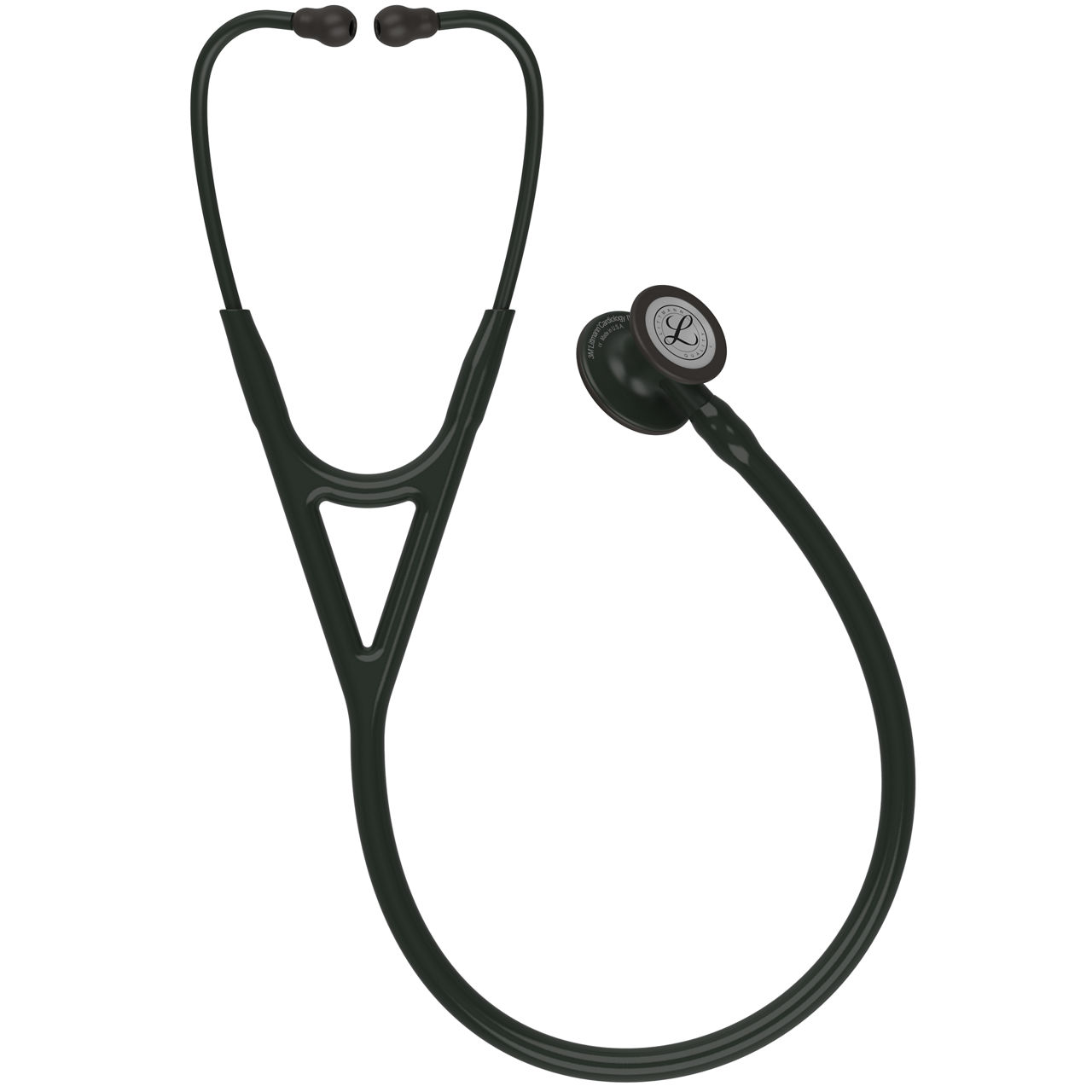 3M™ Littmann® Cardiology IV™ Stethoskop für die Diagnose, 6163, Black-Edition Bruststück, Schlauch, Schlauchanschluss und Ohrbügel in Schwarz, 69 cm
