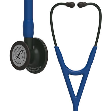3M™ Littmann® Cardiology IV™ Stethoscope, 6168, Black-Finish Chestpiece, Navy Blue Tube, Black Stem, 27 in, 3 Each/Case
