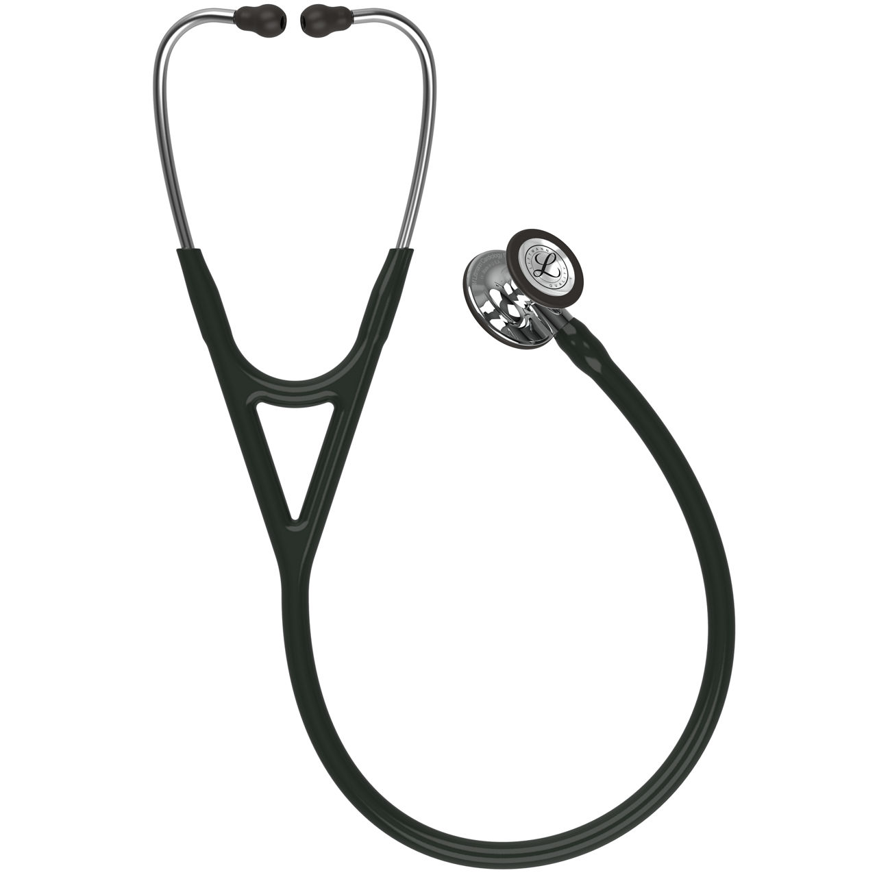 3M™ Littmann® Cardiology IV™ Stethoskop für die Diagnose, 6177, Bruststück und Schlauchanschluss hochglanzpoliert, schwarzer Schlauch, Ohrbügel aus Edelstahl, 69 cm