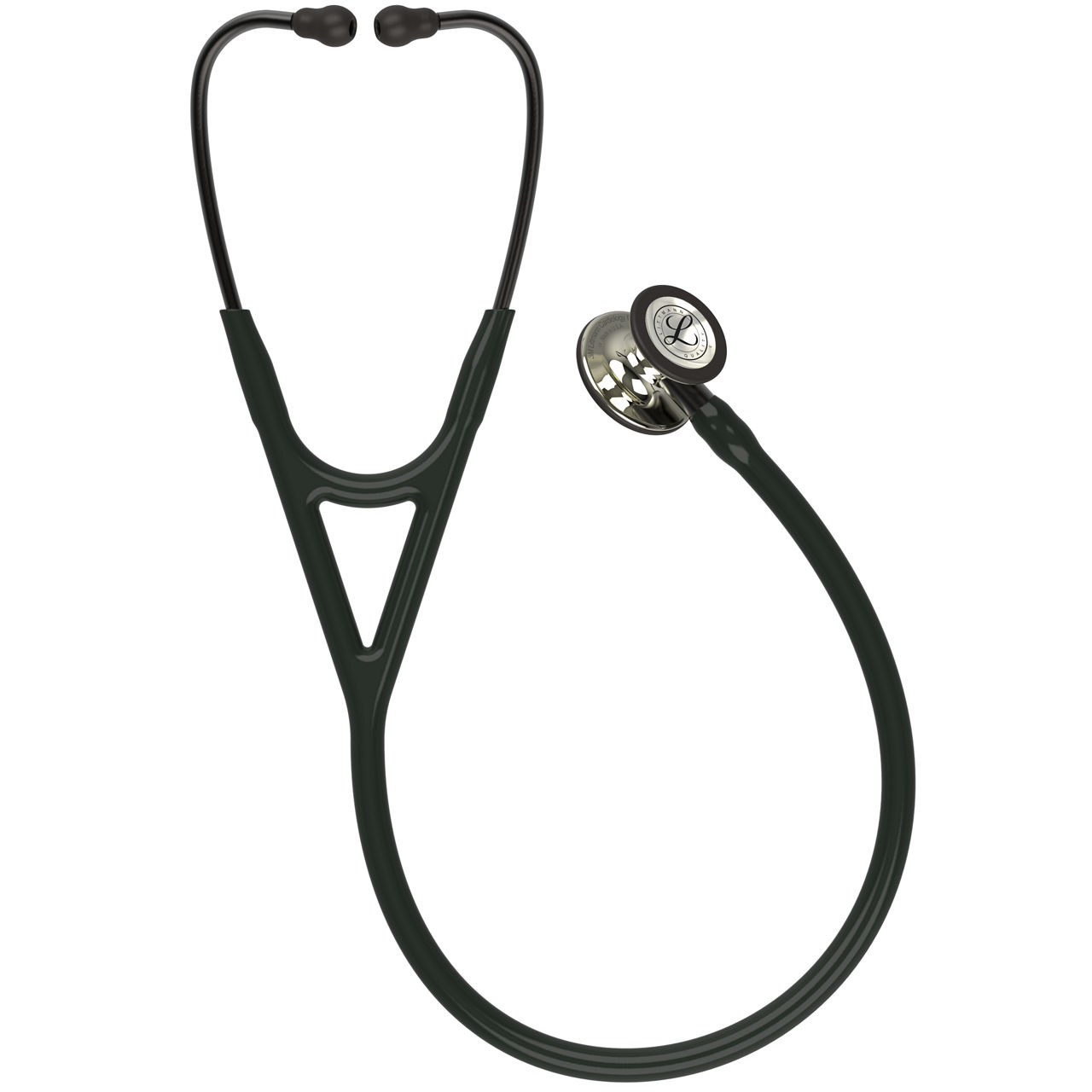 3M™ Littmann® Cardiology IV™ Stethoskop für die Diagnose, 6179, champagnerfarbenes Bruststück, schwarzer Schlauch, Schlauchanschluss und Ohrbügel in Rauchfarben, 69 cm