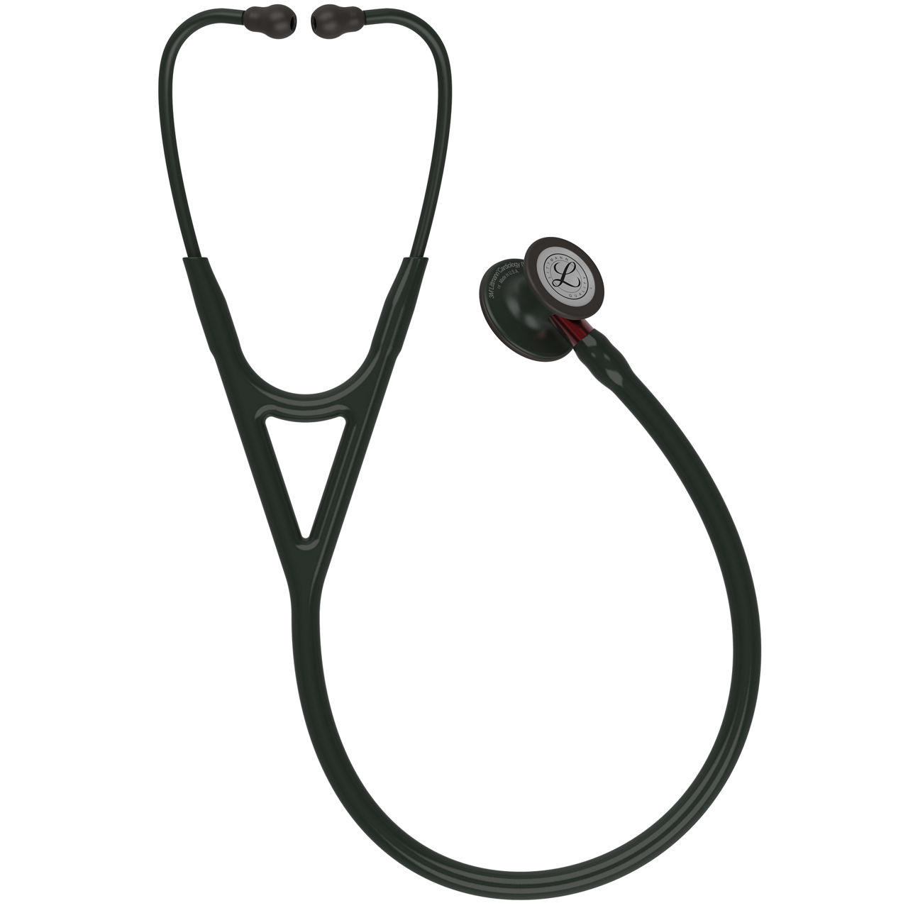 3M™ Littmann® Cardiology IV™ Stethoskop für die Diagnose, 6200, Black-Edition Bruststück, schwarzer Schlauch, roter Schlauchanschluss und schwarzer Ohrbügel, 69 cm