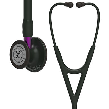 3M™ Littmann® Cardiology IV™ Stethoscope, 6203, Black-Finish Chestpiece, Black Tube, Violet Stem, 27 in, 3 Each/Case