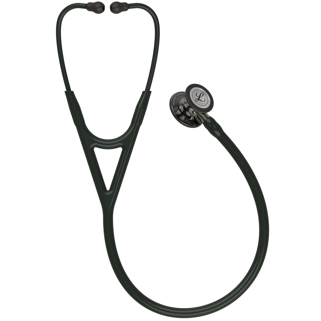 3M™ Littmann® Cardiology IV™ Stethoskop für die Diagnose, 6204, hochglänzendes Smoke-Finish Bruststück, schwarzer Schlauch, champagnerfarbener Schlauchanschluss und schwarzer Ohrbügel, 69 cm