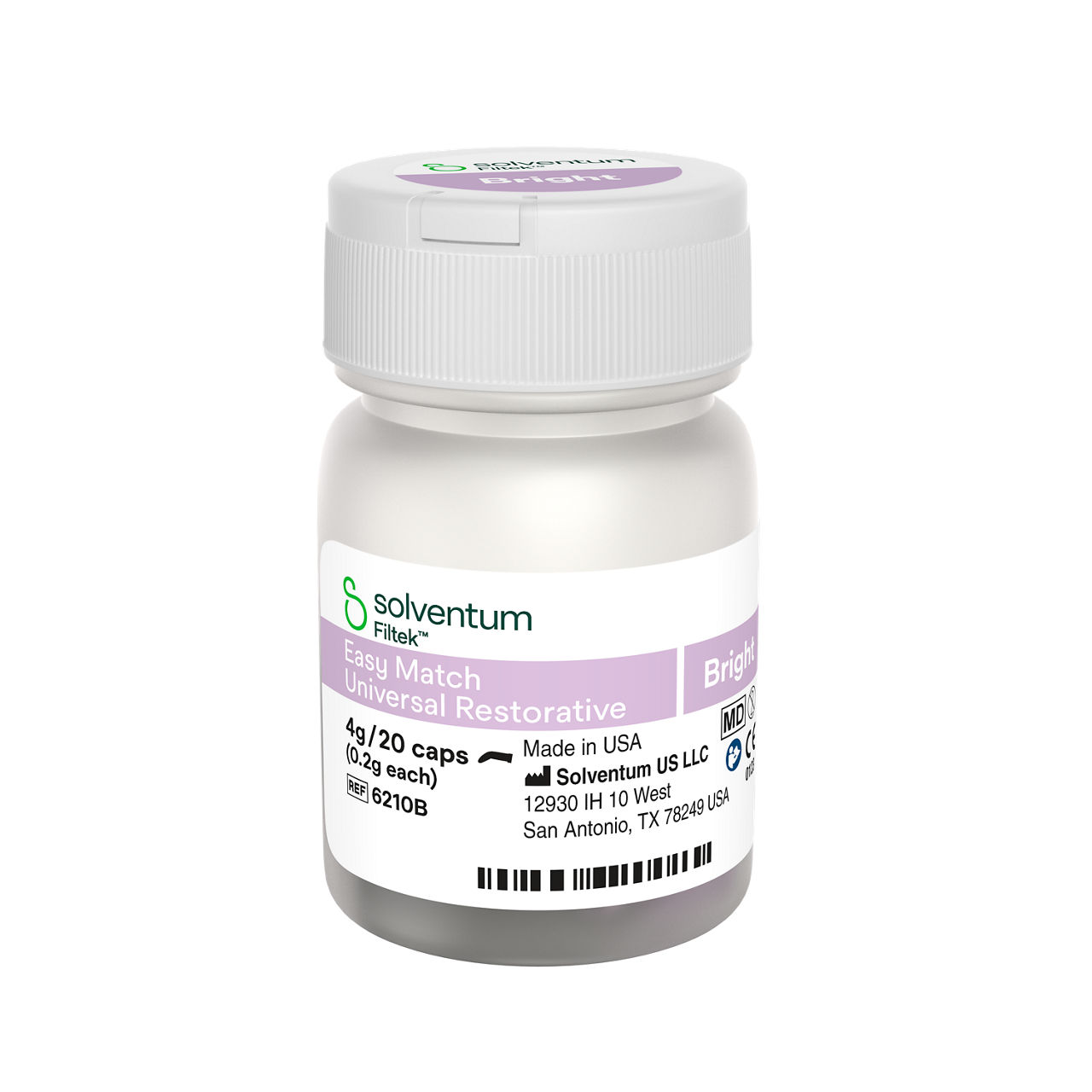 Solventum™ Filtek™ Easy Match Universal Restorative, 6210B, Bright, 0.2 g, Capsule, 20/BT - Front, Center, Out of Packaging (1C0)