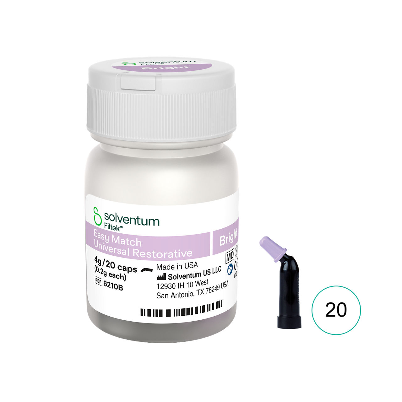 Solventum™ Filtek™ Easy Match Universal Restaurationskomposit, 6210B, Bright, 0.2 g, Kapsel, 20/BT