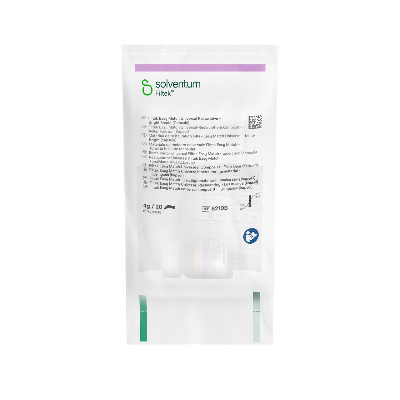 Solventum™ Filtek™ Easy Match Universal Restorative, 6210B, Bright, 0.2 g, Capsule, 20/BT - Front, Center, In Packaging (1C1)