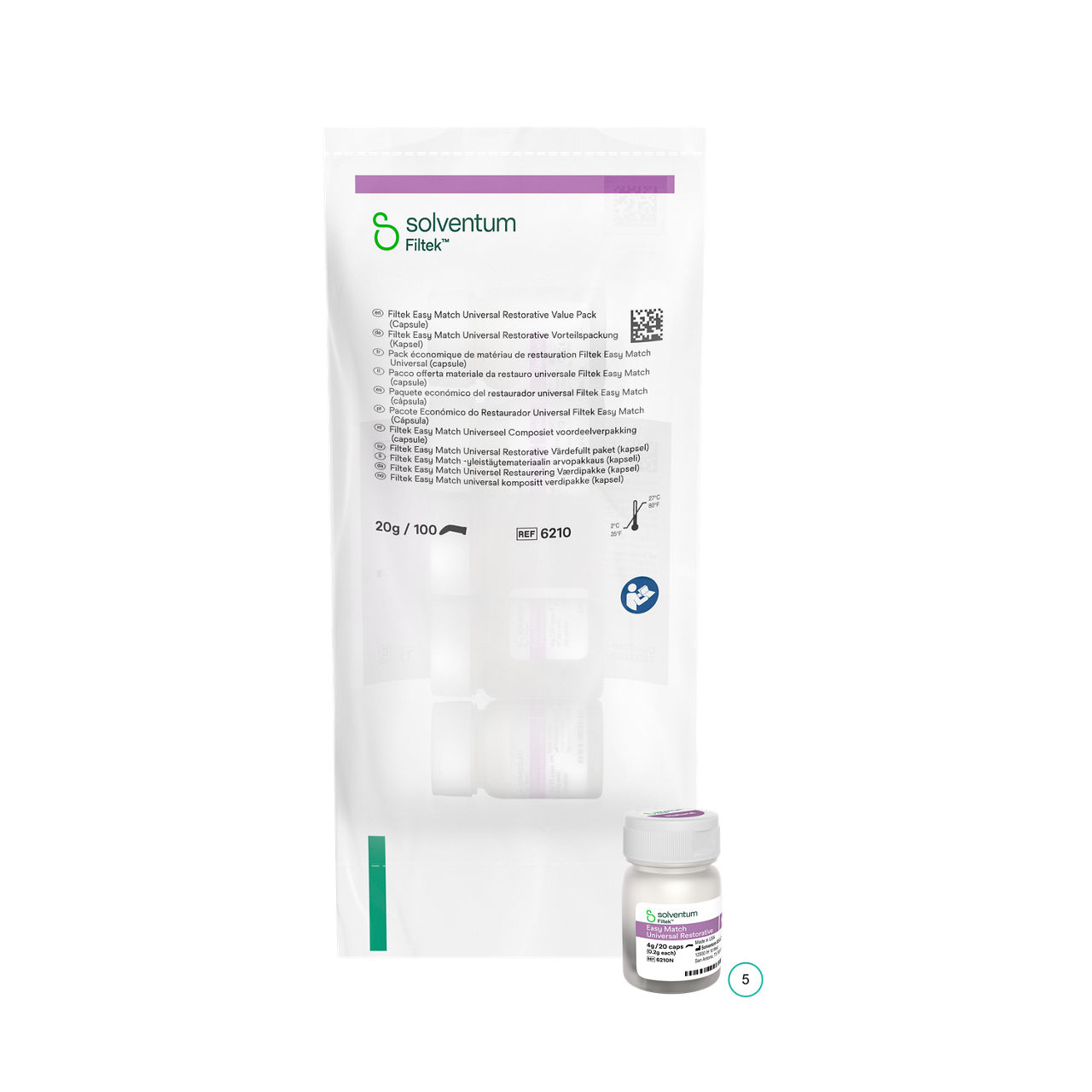 Solventum™ Filtek™ Pacote de valor do Restaurador Universal Easy Match, 6210, Natural, 0.2 g, Cápsula, 20/BT, 5 BT/BAG, 10 BAG/CS