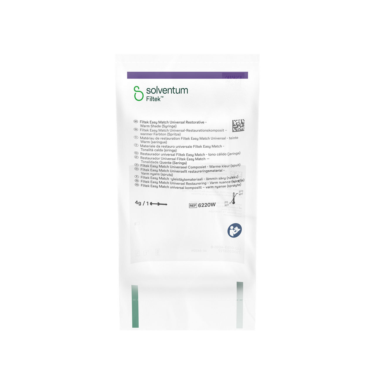 Solventum™ Filtek™ Easy Match Universal Restorative, 6220W, Warm, 4 g, Syringe, 1/BAG - Front, Center, In Packaging (1C1)