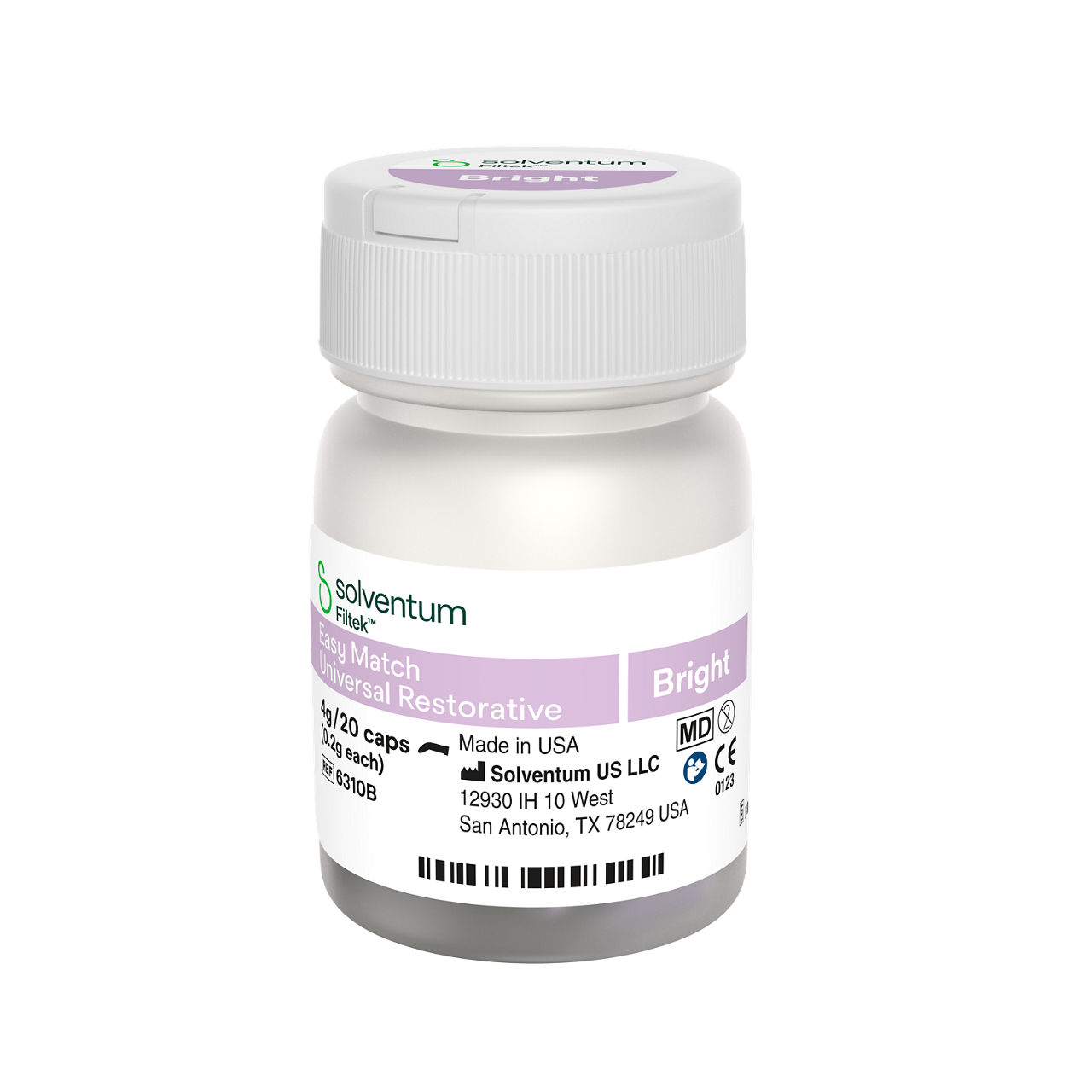 Solventum™ Filtek™ Easy Match Universal Restorative, 6310B, Bright, 0.2 g, Capsule, 20/BT - Front, Center, Out of Packaging (1C0)
