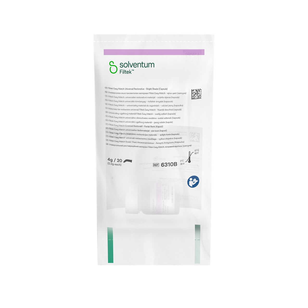 Solventum™ Filtek™ Easy Match Universal Restorative, 6310B, Bright, 0.2 g, Capsule, 20/BT - Front, Center, In Packaging (1C1)