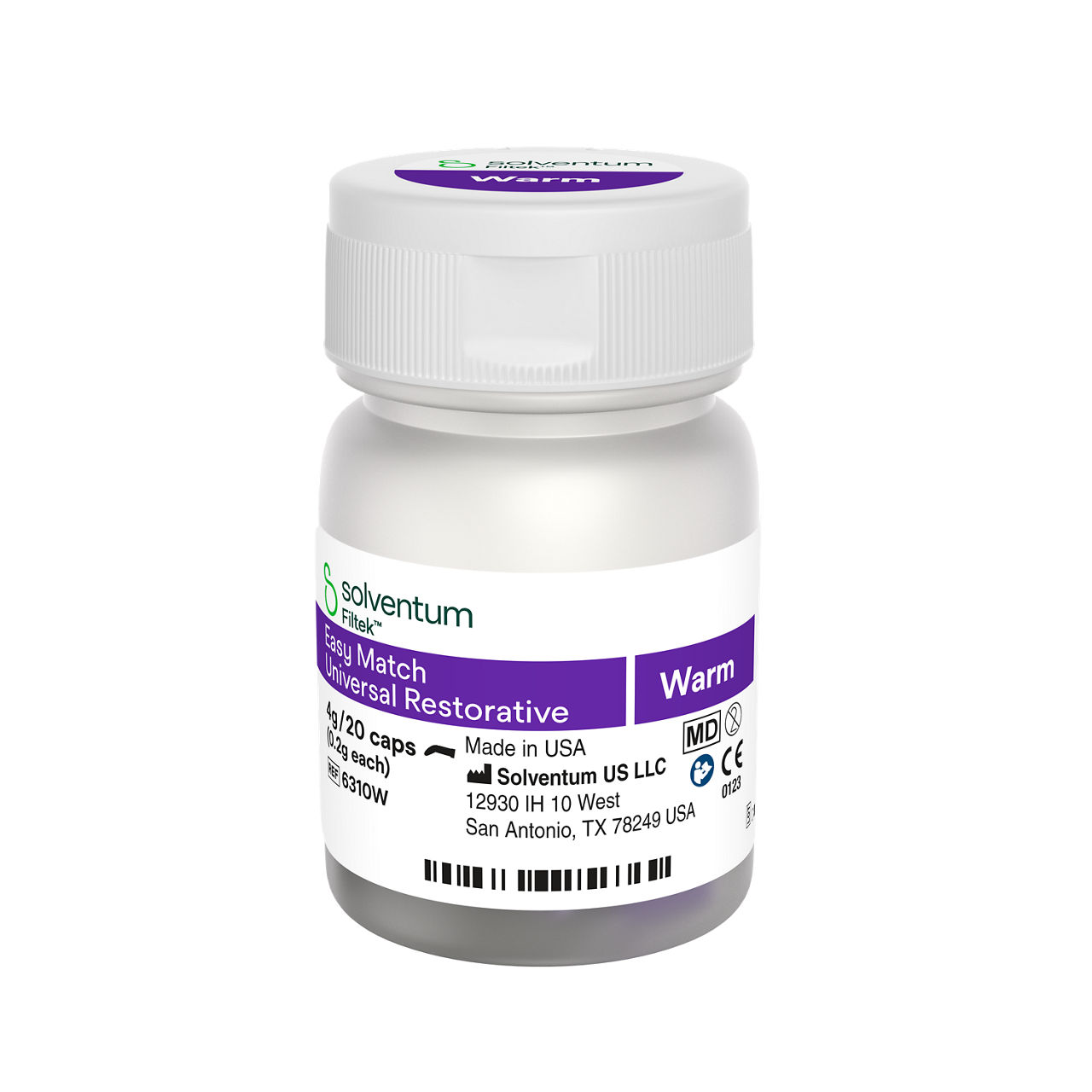 Solventum™ Filtek™ Easy Match Universal Restorative, 6310W, Warm, 0.2 g, Capsule, 20/BT - Front, Center, Out of Packaging (1C0)