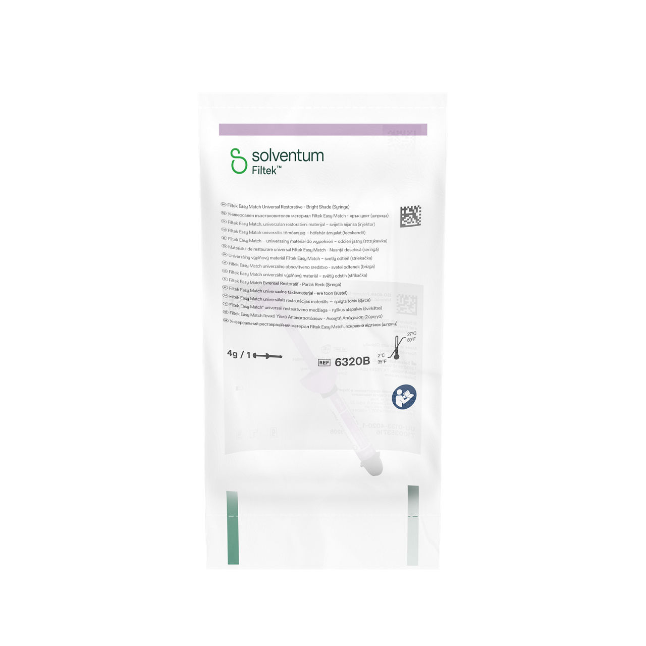 Solventum™ Filtek™ Easy Match Universal Restorative, 6320B, Bright, 4 g, Syringe, 1/BAG - Front, Center, In Packaging (1C1)