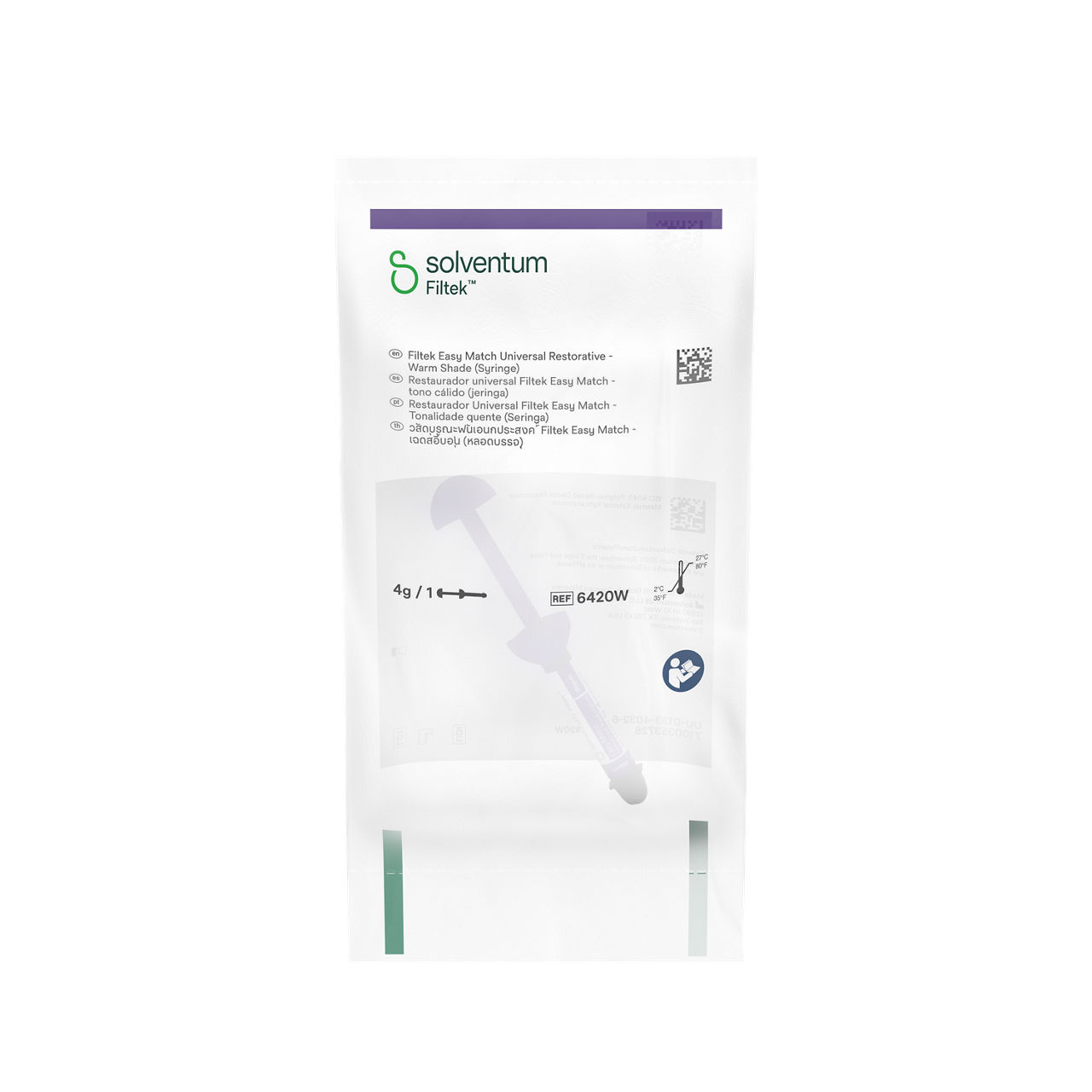 Solventum™ Filtek™ Easy Match Universal Restorative, 6420W, Warm, 4 g, Syringe, 1/BAG - Front, Center, In Packaging (1C1)