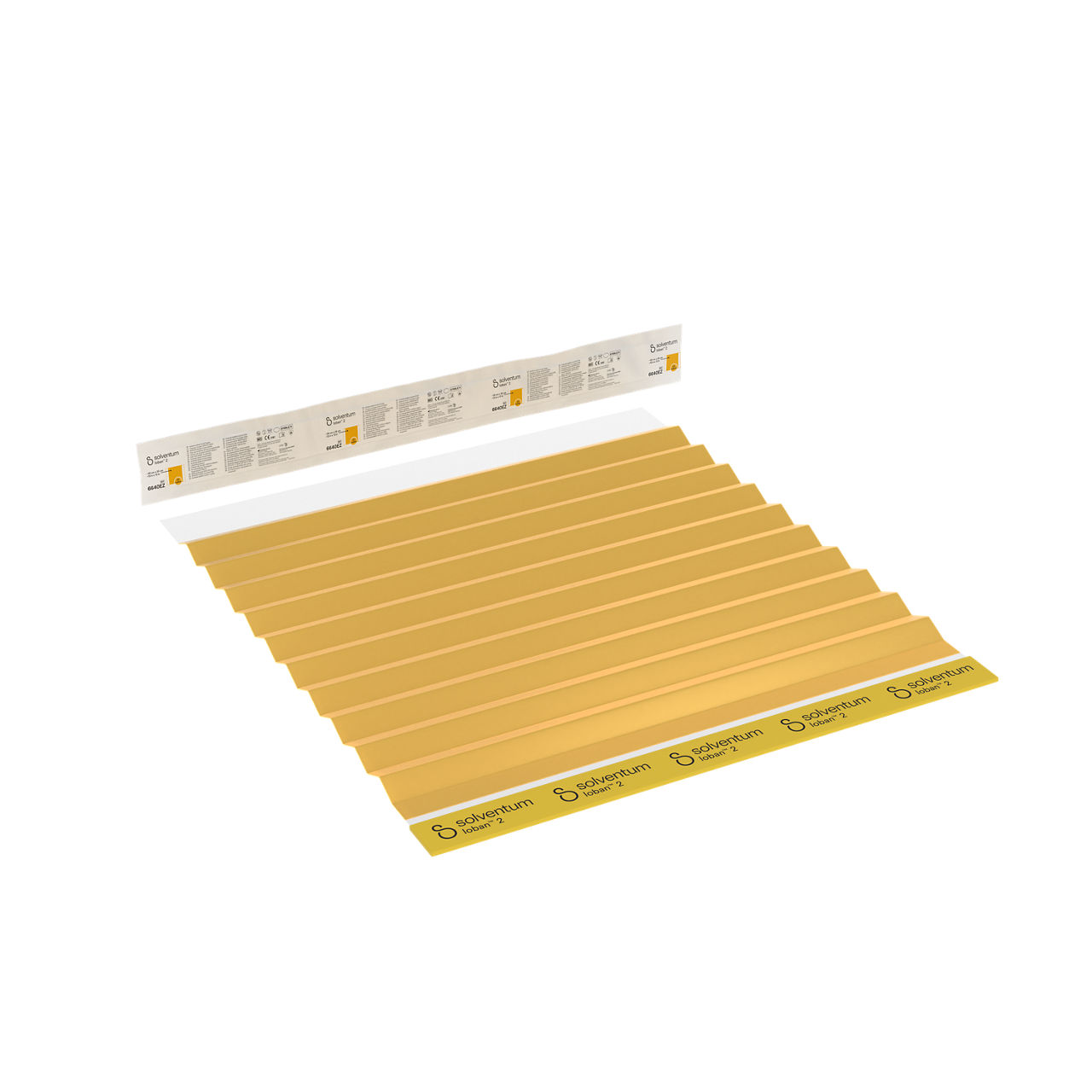 Solventum™ Ioban™ 2 Antimicrobial Incise Drape, 6640EZSB, 13.78 in x 13.78 in (35 cm x 35 cm), 100/CS - Front, Left, In and Out of Packaging (1L10)