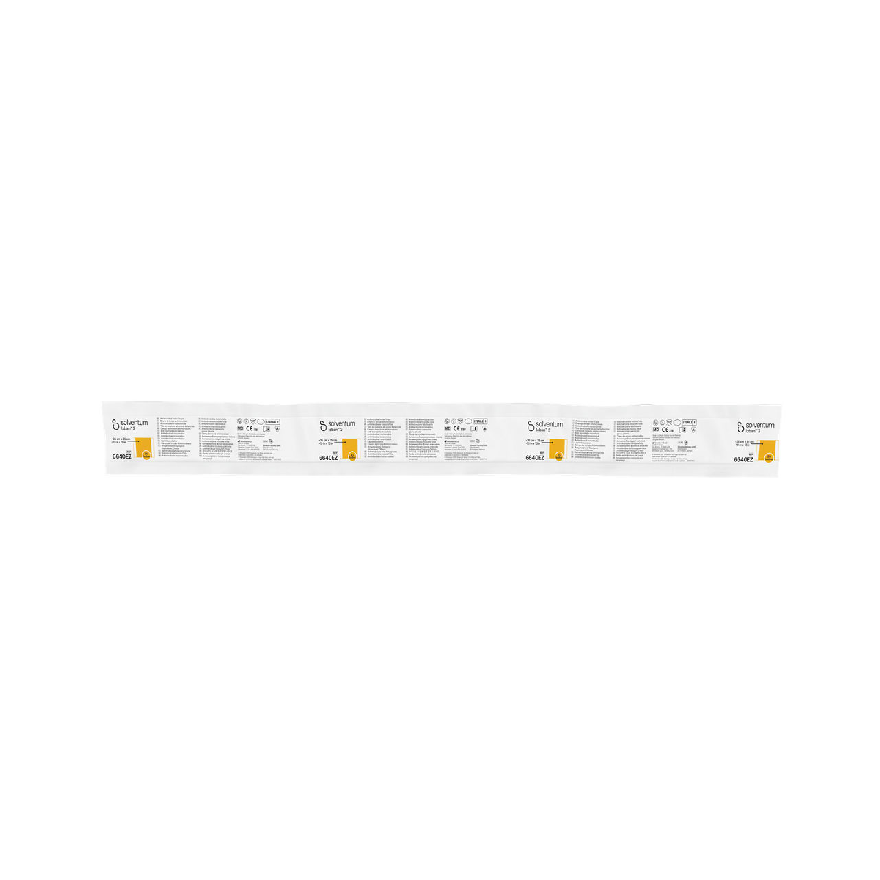 Solventum™ Ioban™ 2 Antimicrobial Incise Drape, 6640EZ, 13.78 in x 13.78 in (35 cm x 35 cm), 10/CAR, 4 CAR/CS - Front, Center, Out of Packaging (1C0)