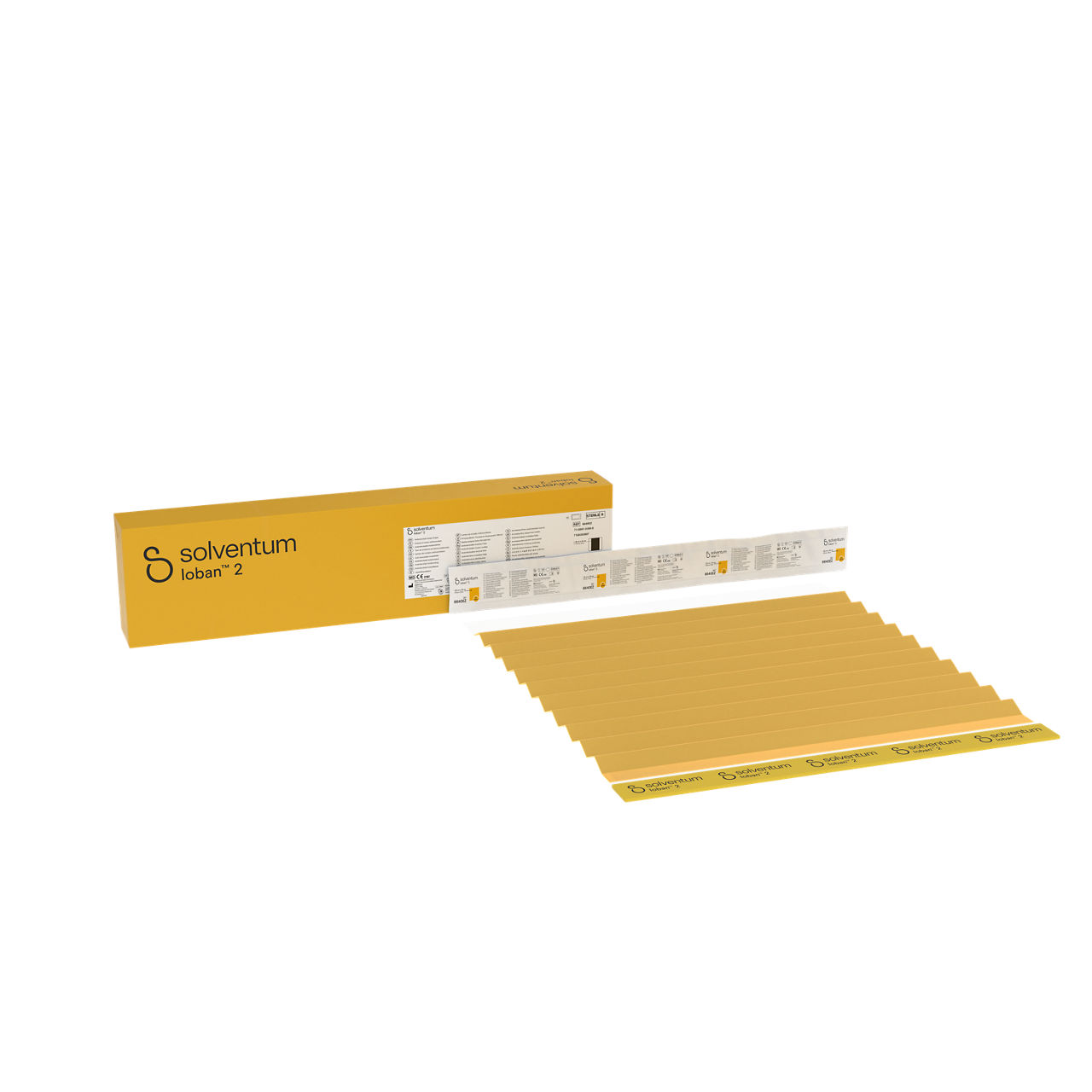 Solventum™ Ioban™ 2 Antimicrobial Incise Drape, 6640EZ, 13.78 in x 13.78 in (35 cm x 35 cm), 10/CAR, 4 CAR/CS - Front, Left, In and Out of Packaging (1L10)