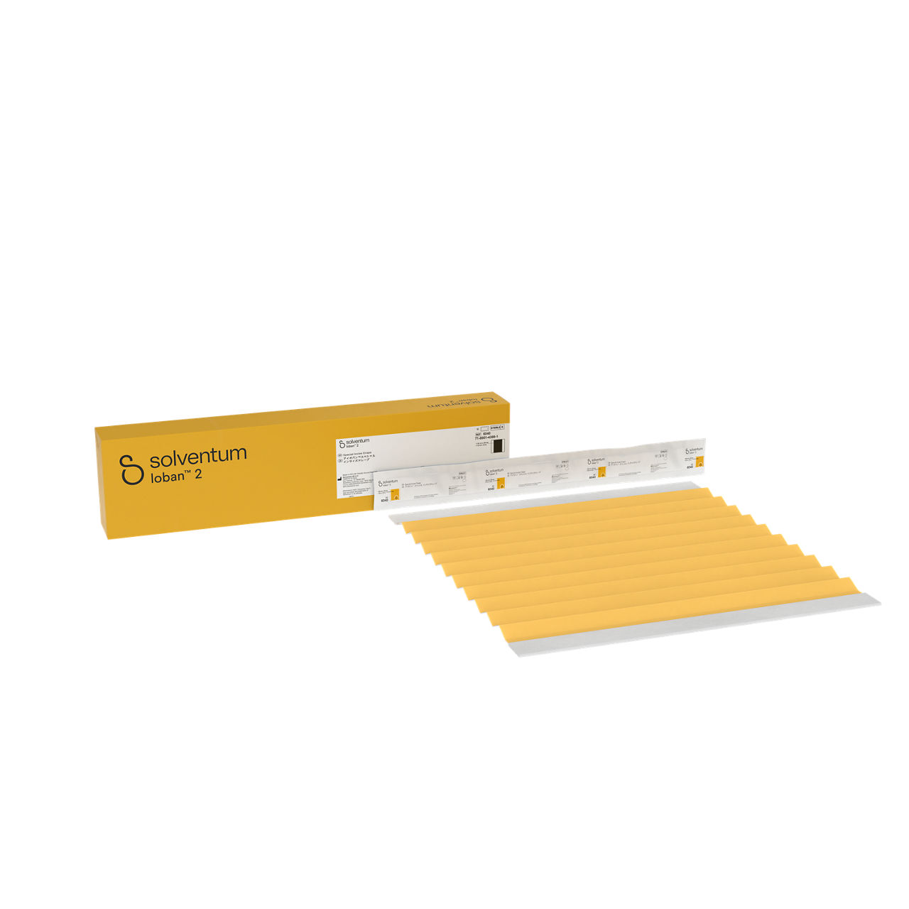Solventum™ Ioban™ 2 Antimicrobial Incise Drape, 6640, 10/CAR, 4 CAR/CS - Front, Left, In and Out of Packaging (1L10)