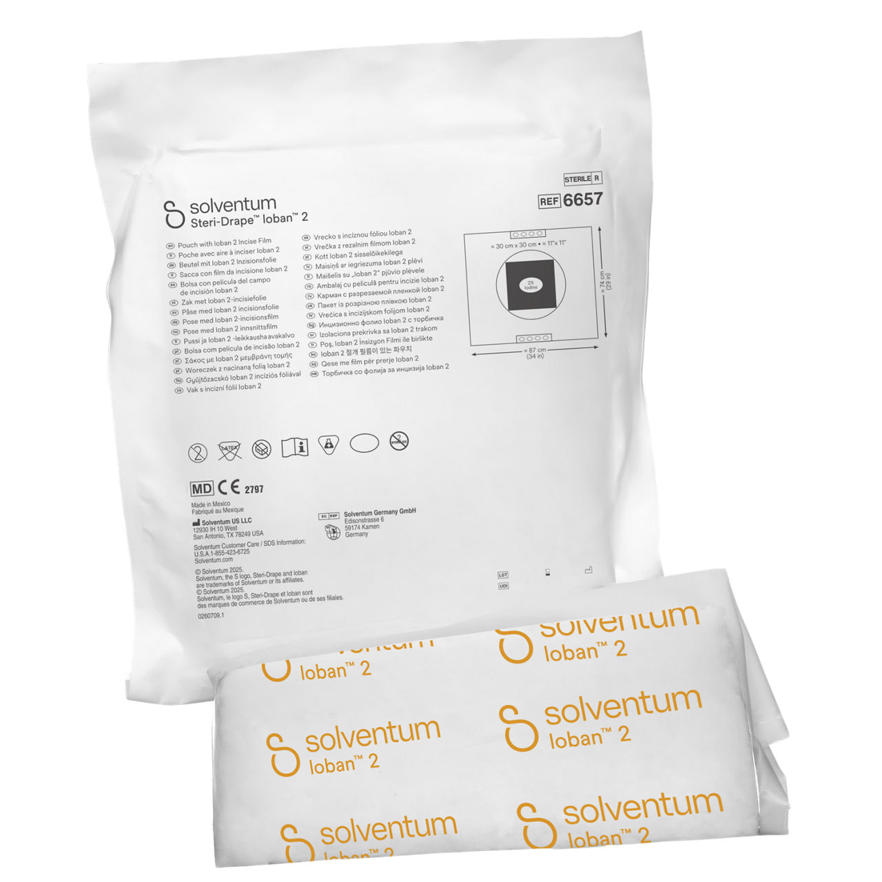 Solventum™ Steri-Drape™ Pouch with Ioban™ 2 Incise Film, 6657, Incise Area: 11 in x 11 in (30 cm x 30 cm), 10/CAR, 4 CAR/CS, 40/CS