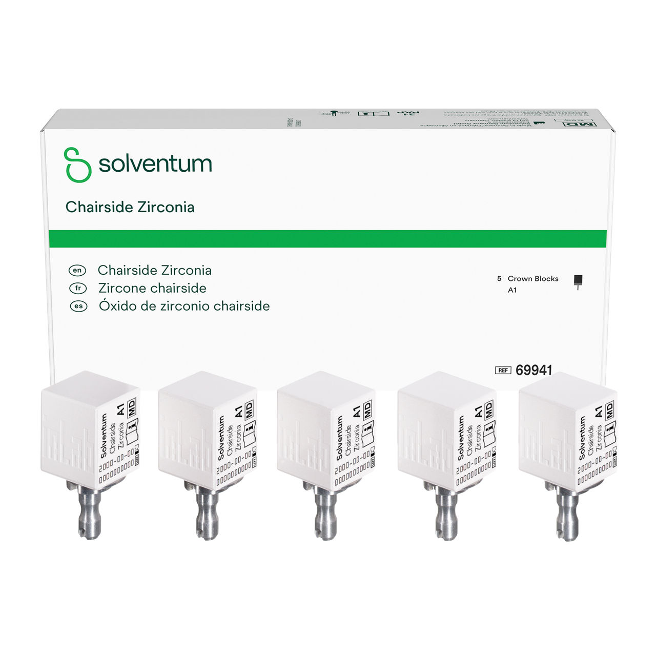Solventum™ Chairside Zirconia, 69941, A1, Crown Block, 5/PAC