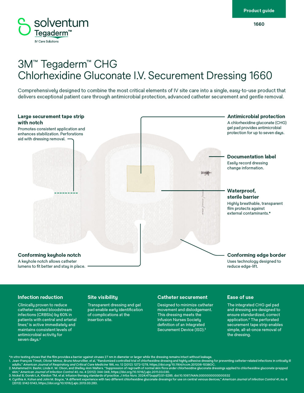 Tegaderm™ CHG I.V. Securement Dressing 1660 Product Guide