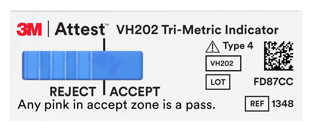 3M™ Attest™ VH₂O₂ Tri-Metric Chemical Indicators, 1348, Type 4, 1.9 x5.1 cm, 250 Each/Bag, 4 Bags/Case