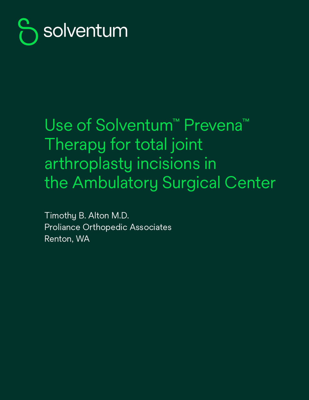 Prevena Therapy orthopedic surgery brochure cover preview