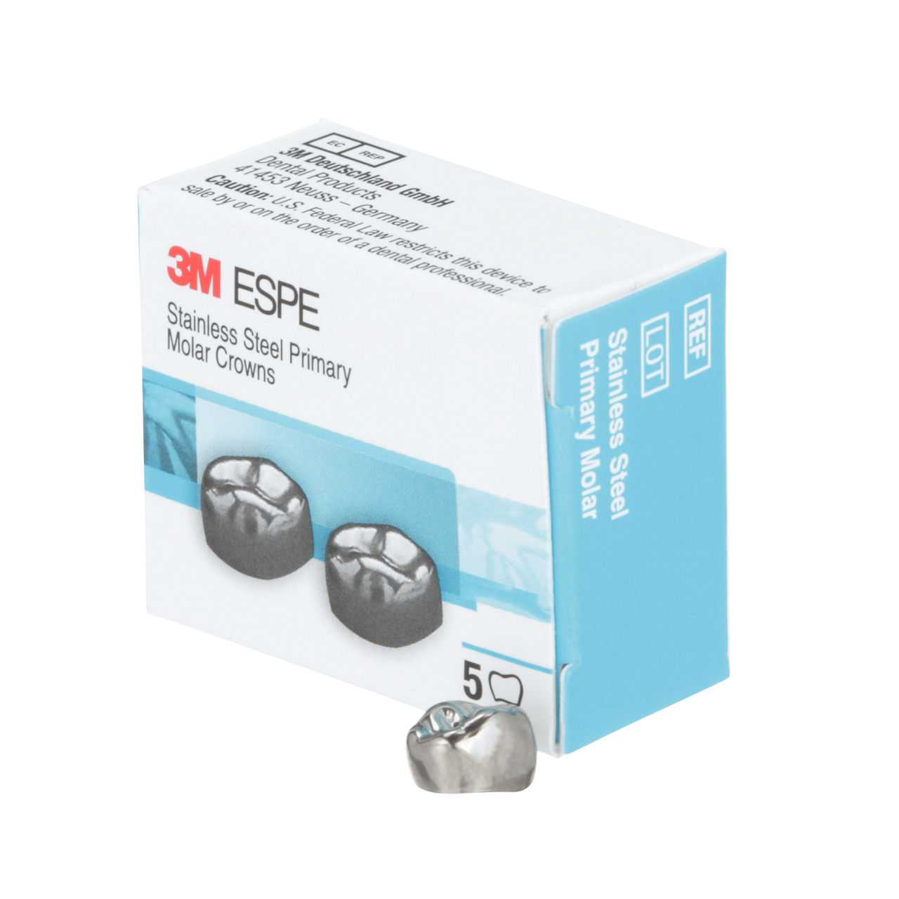 3M ESPE Stainless Steel First Primary Molar Replacement Crown, D-UR-2, upper right