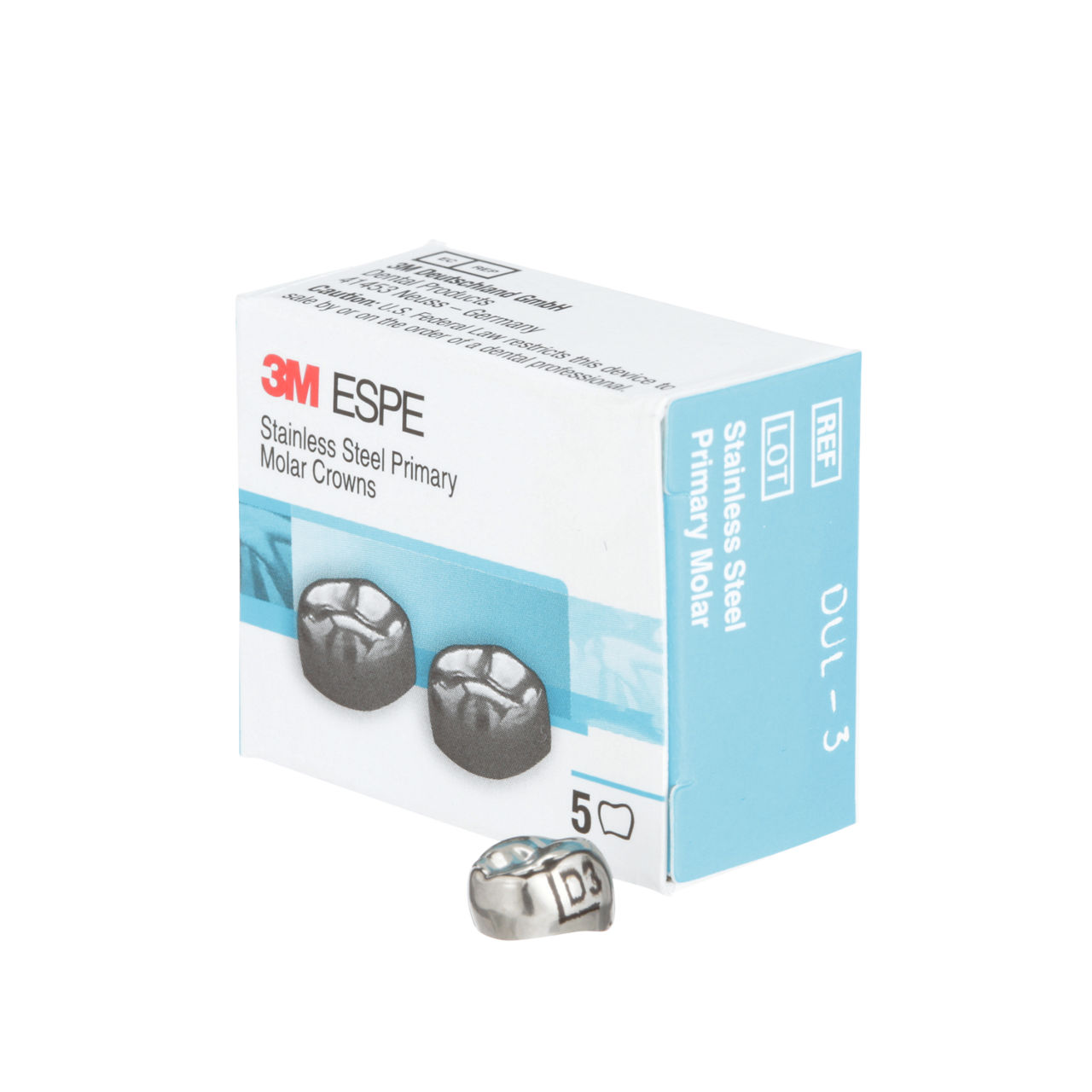 3M ESPE Stainless Steel Crowns for Primary Molars Refill, DUL-3