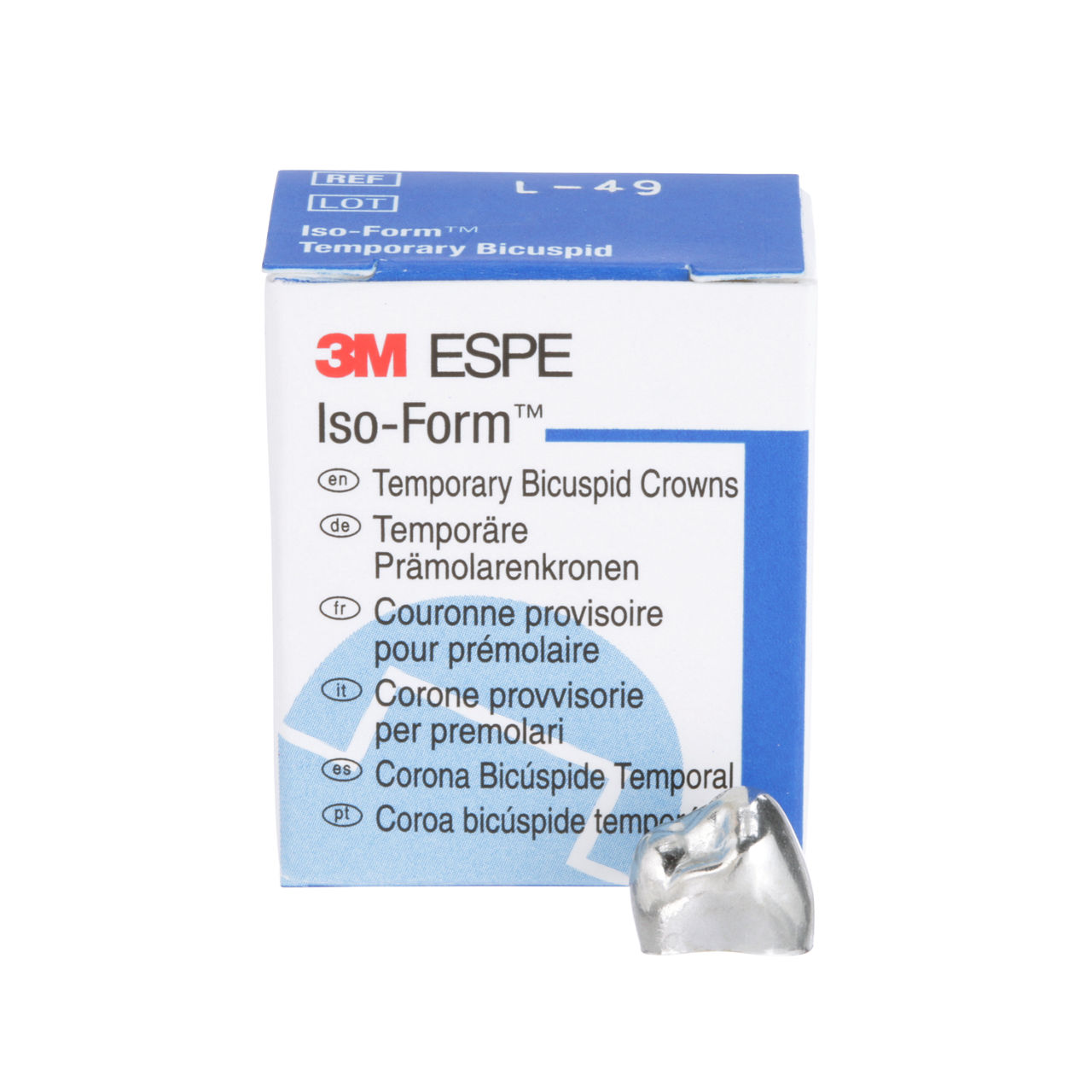 3M™ Iso-Form™ Temporary Bicuspid Crowns, L49, Lower Left First Bicuspid,5 Crowns