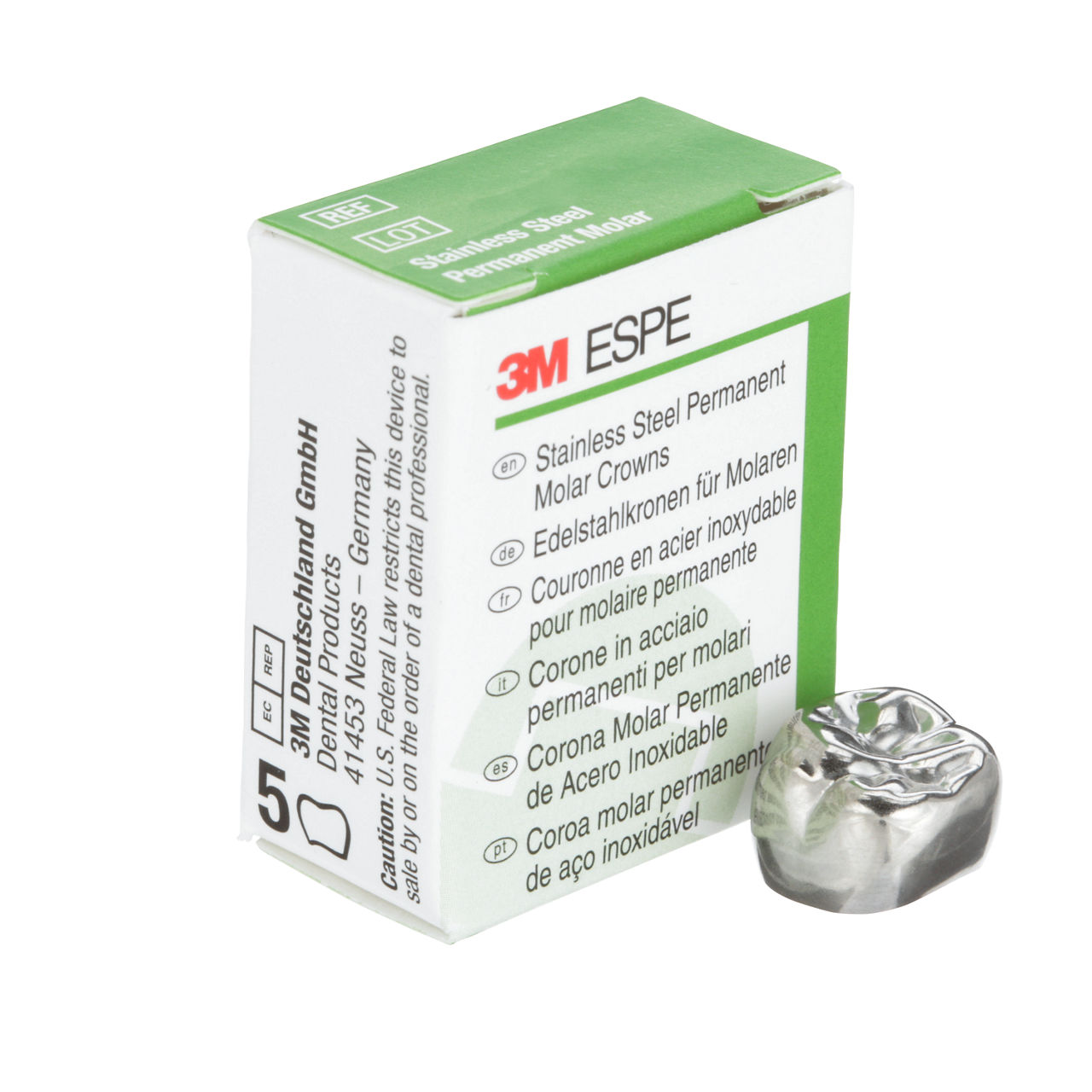 3M ESPE Stainless Steel First Permanent Molar Replacement Crown, 6-UR-7, upper right