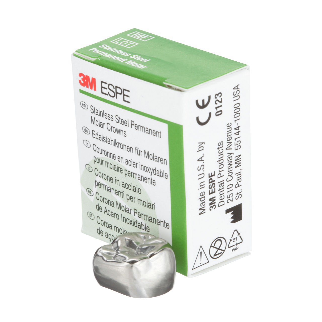 3M ESPE Stainless Steel First Permanent Molar Replacement Crown, 6-UR-7, upper right