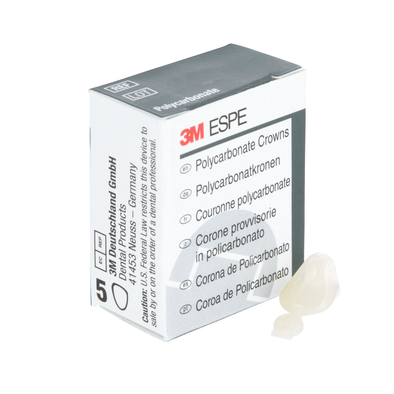 3M ESPE Polycarbonate Replacement Crown, upper left cuspid, #38