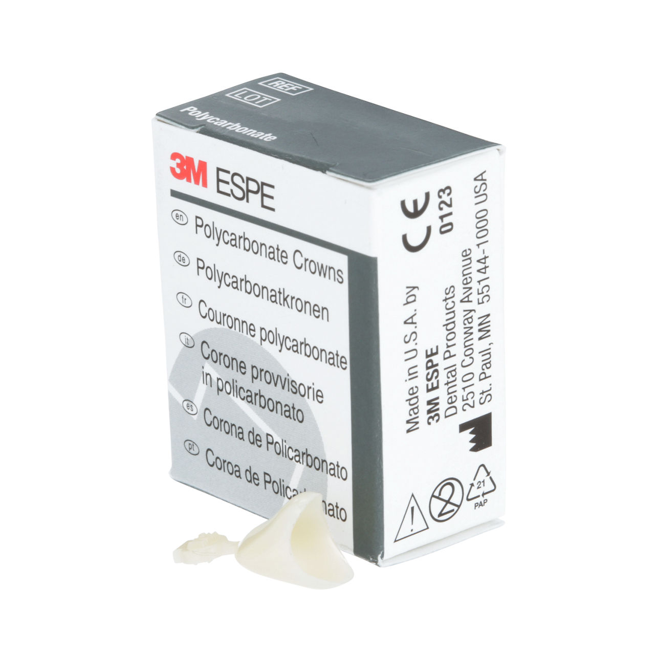 3M ESPE Polycarbonate Replacement Crown, upper left cuspid, #38