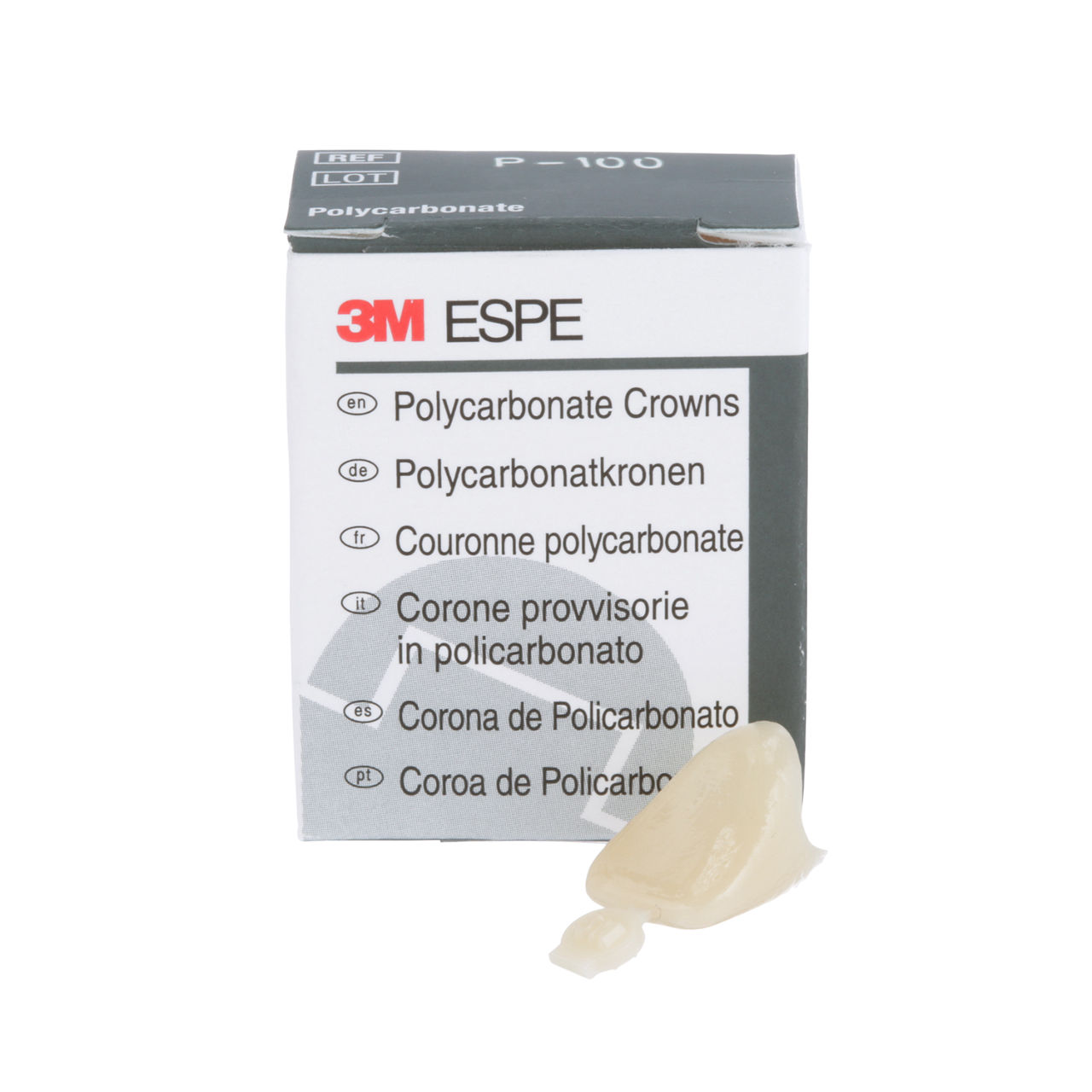 3M™ Polycarbonate Crowns, 100, Upper Right Central, 5 Crowns
