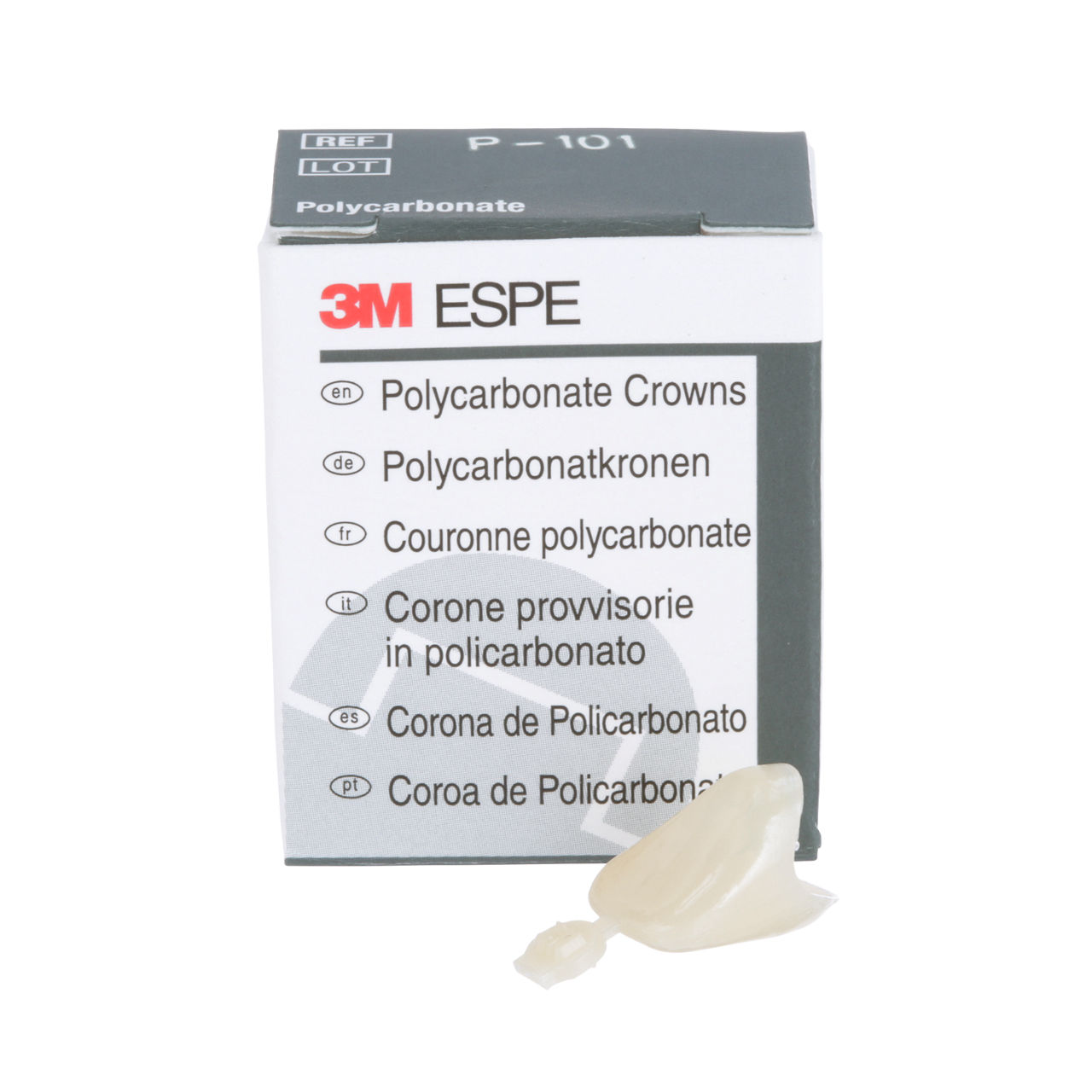 3M™ Polycarbonate Crowns, 101, Upper Right Central, 5 Crowns